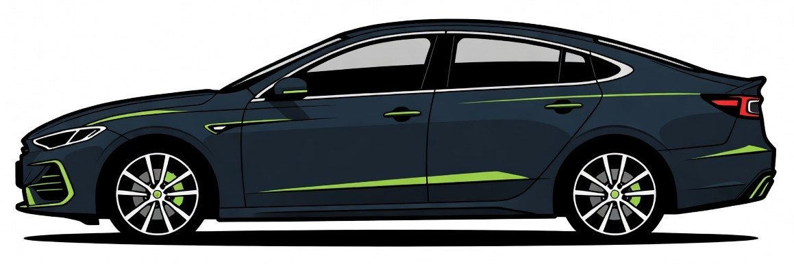 New car silhouette (identity blurred)